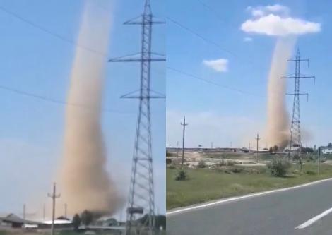 Tornadă uriașă de nisip, filmată la Tulcea! Meteorologii, avertismete urgente pentru jumătate de țară. - VIDEO