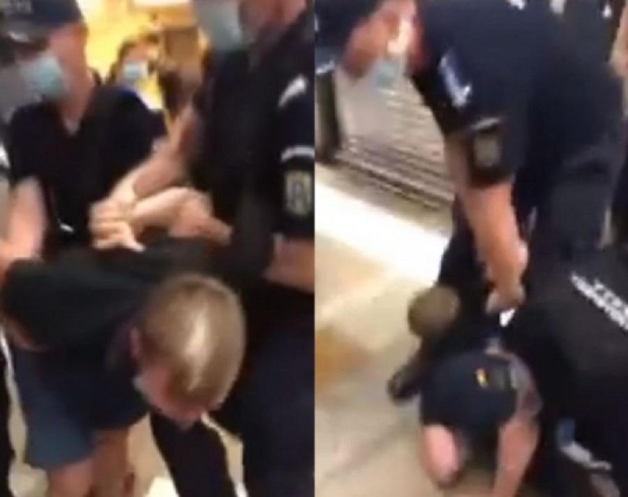 T&acirc;năr care nu purta corect masca de protecție, scos cu forța din metrou și &icirc;ncătușat. Cum justifică Jandarmeria intervenția &icirc;n forță