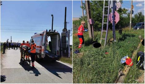 Imagini șocante, la Bacău: Trei persoane au murit şi două au fost rănite. Mașina lor a fost spulberată de un tren