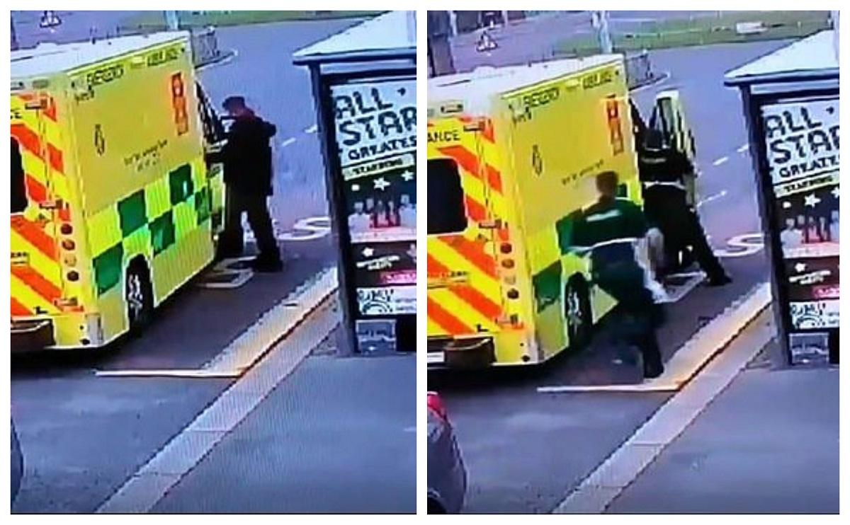 Un hoț a prădat o ambulanță în care se afla un pacient! Deznodământul l-a luat prin surprindere! Momentul a fost filmat! Video