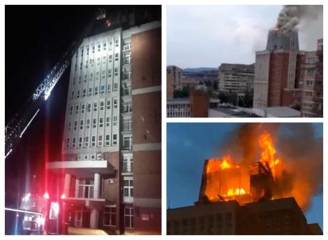 Incendiu puternic, acasă la Răzvan Simion și Dani Oțil! A ars clădirea Palatului Administrativ din Reșița! VIDEO