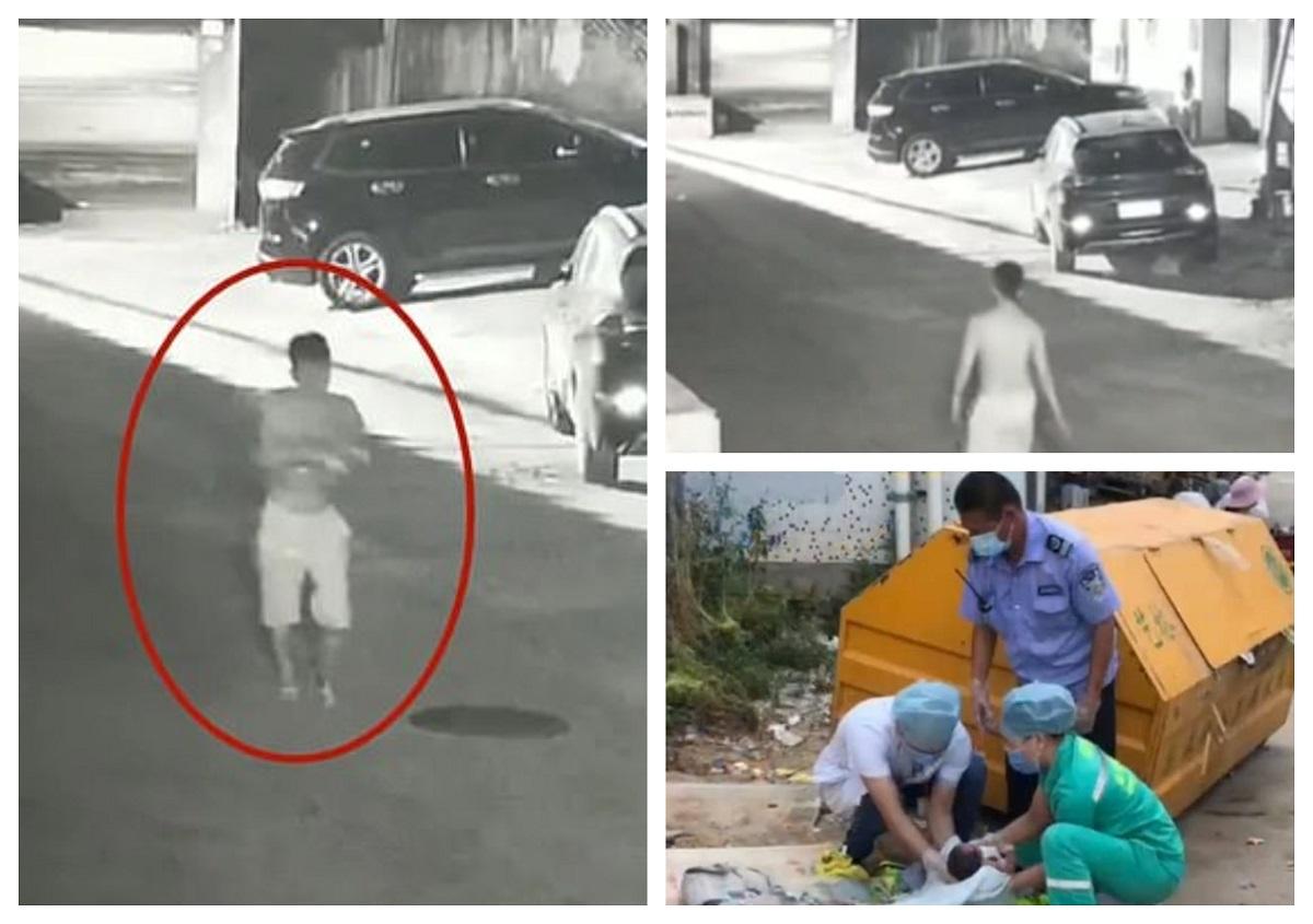 Moment înfiorător surprins de o cameră de supraveghere! Un tată și-a abandonat bebelușul la gunoi – VIDEO
