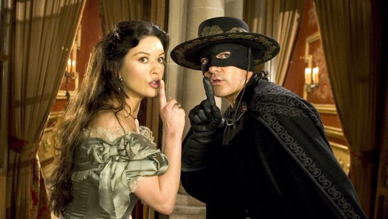 Antonio Banderas și Chaterine Zeta Johnes, într-o scenă celebră din filmul "Legenda lui Zorro"