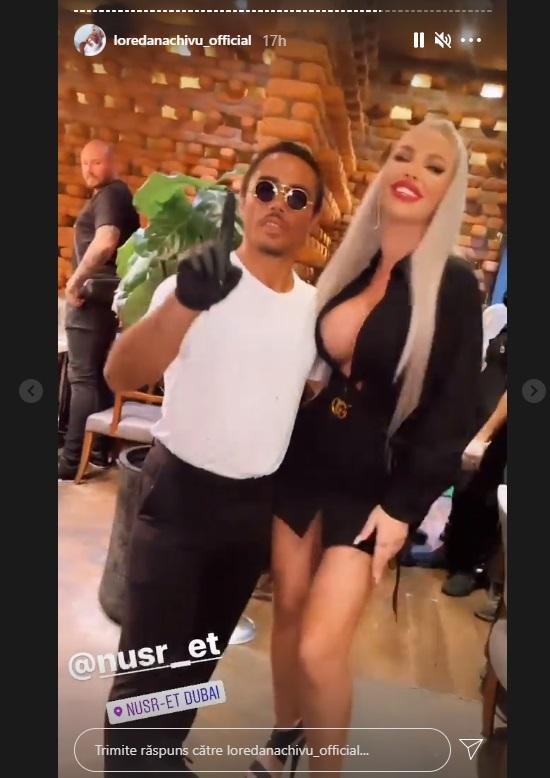 Loredana Chivu și Salt Bae, la restaurantul Nusr-Et din Dubai