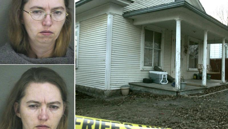 Colaj de imagini cu Lisa Montgomery si casa unde a ucis o femeie