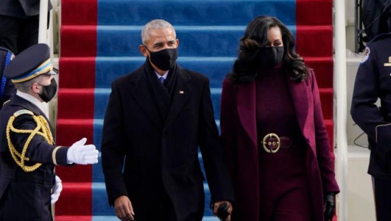 Michelle Obama a optat pentru o nuanță mai ănchisă de mov pentru ziua inaugurării