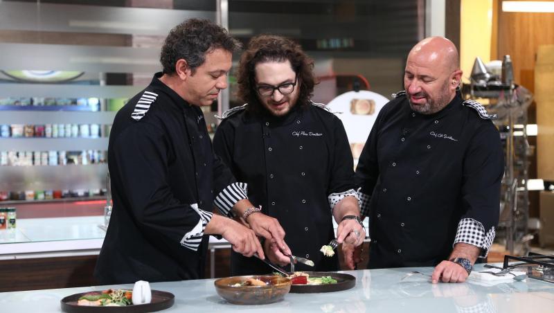 Chef Sorin Bontea, chef Florin Dumitrescu și chef Cătălin Scărlătescu, la Chefi la cuțite