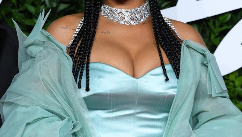Rihanna, ipostaza provocatoare în care apare îmbrăcată doar într-o plasă. Vedeta și-a lăsat formele la vedere