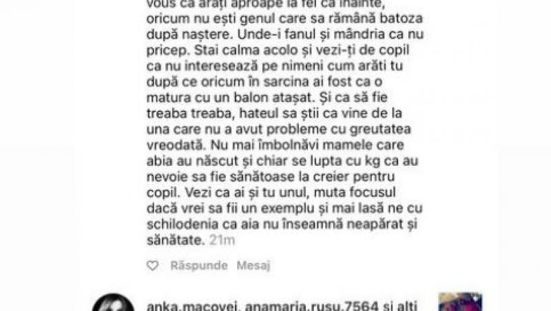 Reacția Gabrielei Prisăcariu după ce a fost criticată de fani pentru că a slăbit prea rapid după naștere