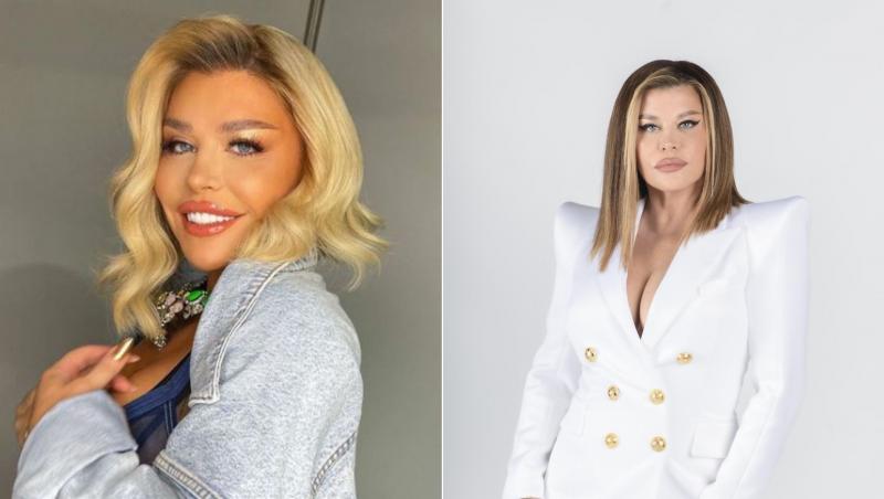 Loredana, colaj din două poze, din ședințele foto pentru X Factor și Instagram