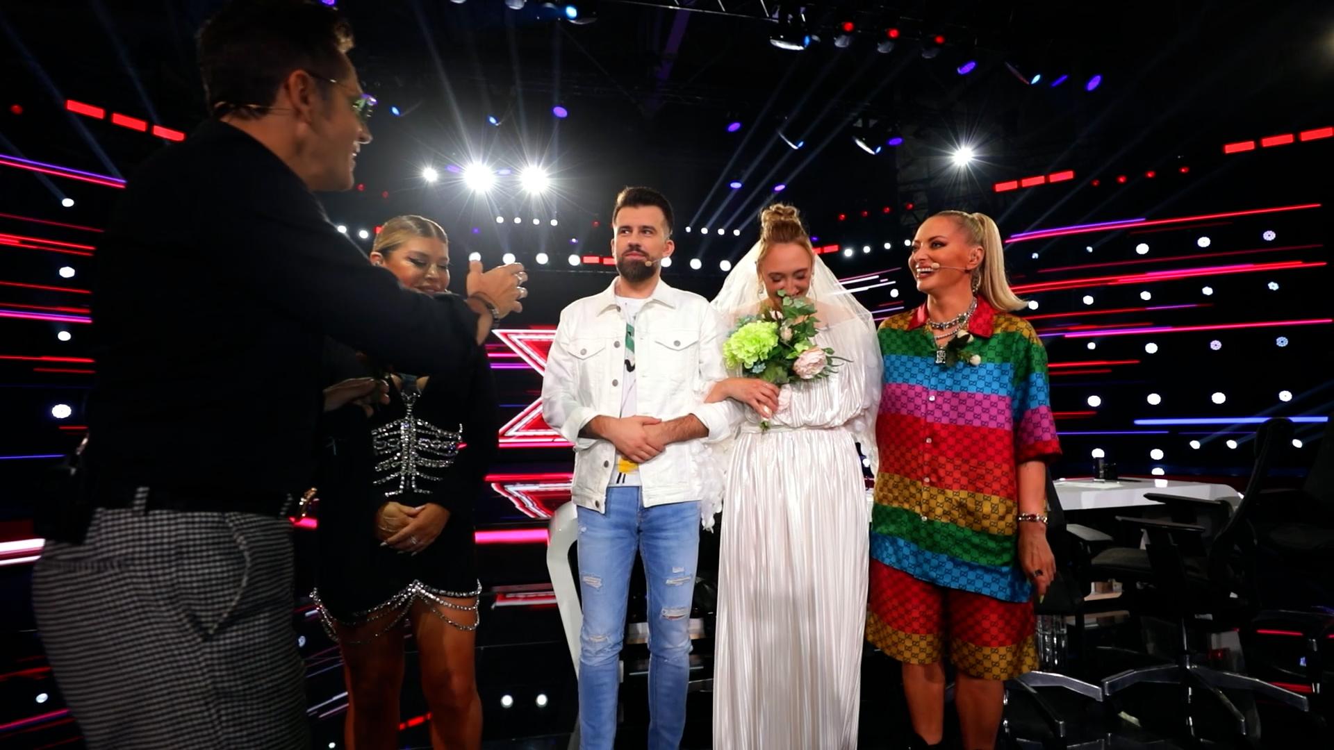 Ilona Brezoianu și Florin Ristei, la X Factor. Cei doi au făcut o nuntă ca în povești și au avut nași de seamă