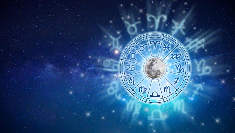 fotografie cu fundal albastru si cele 12 zodii ale horoscopului