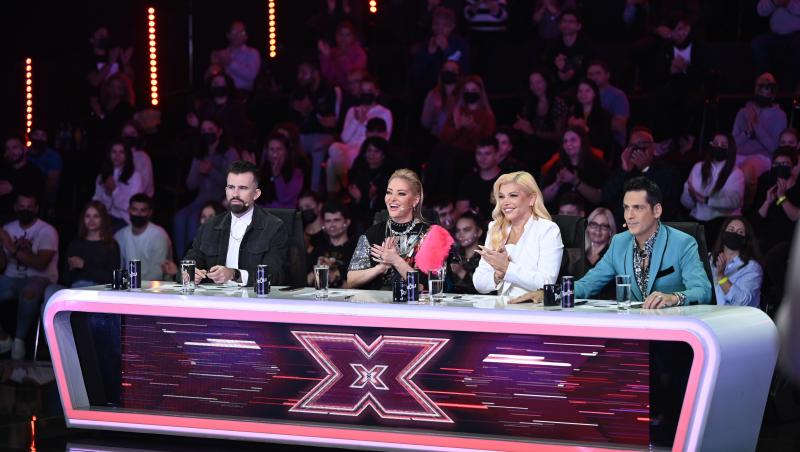 masa de jurizare X Factor 10, cu Delia, Florin Ristei, Loredana și Ștefan Bănică