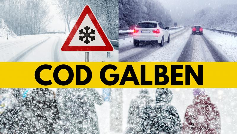 Meteorologii  au prelungit Codul Galben de ninsori și rafale de vânt până marți dimineață la ora 10:00.