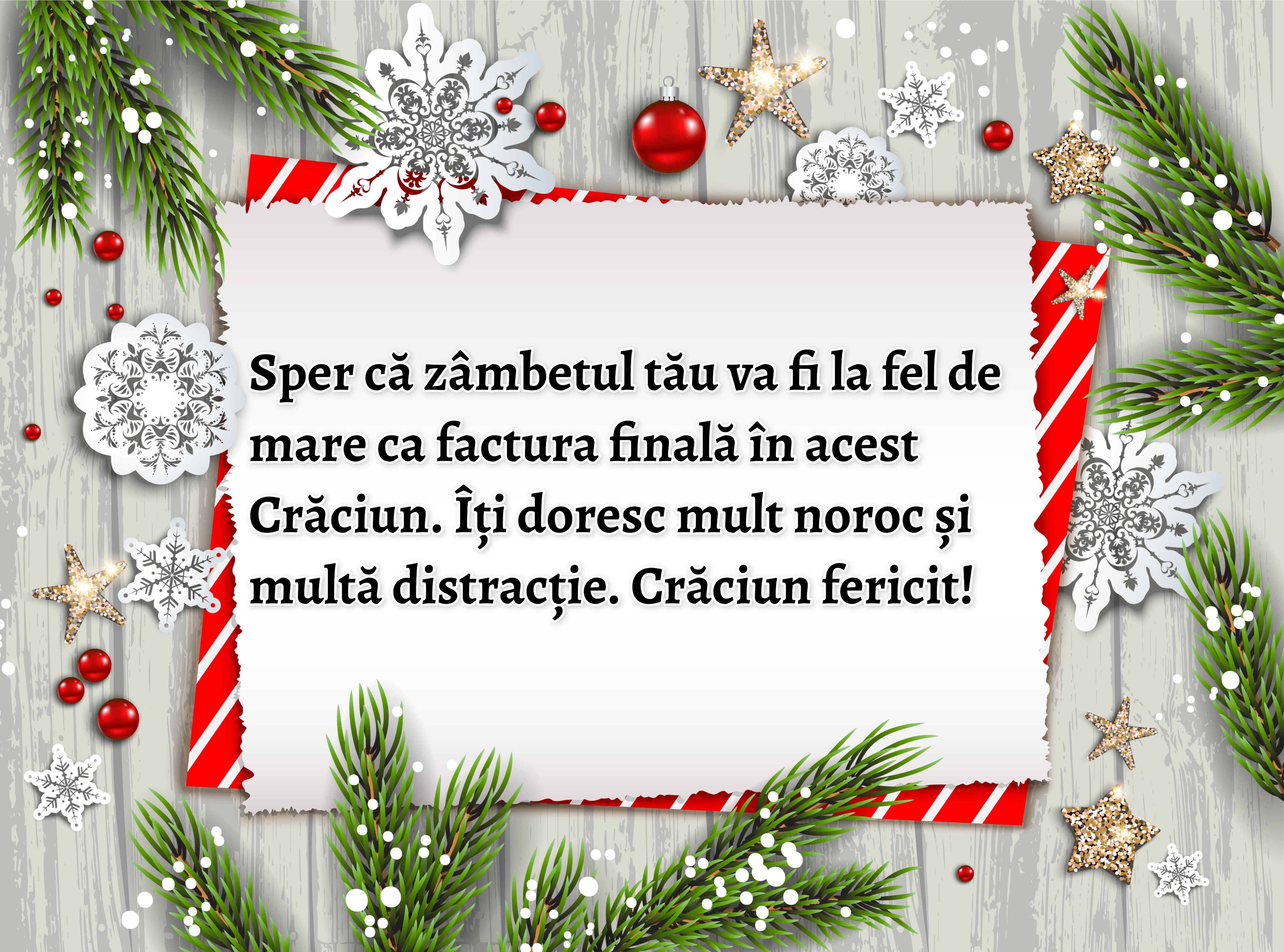 felicitare cu brad, globuri si urare cu mesaj de craciun 2021