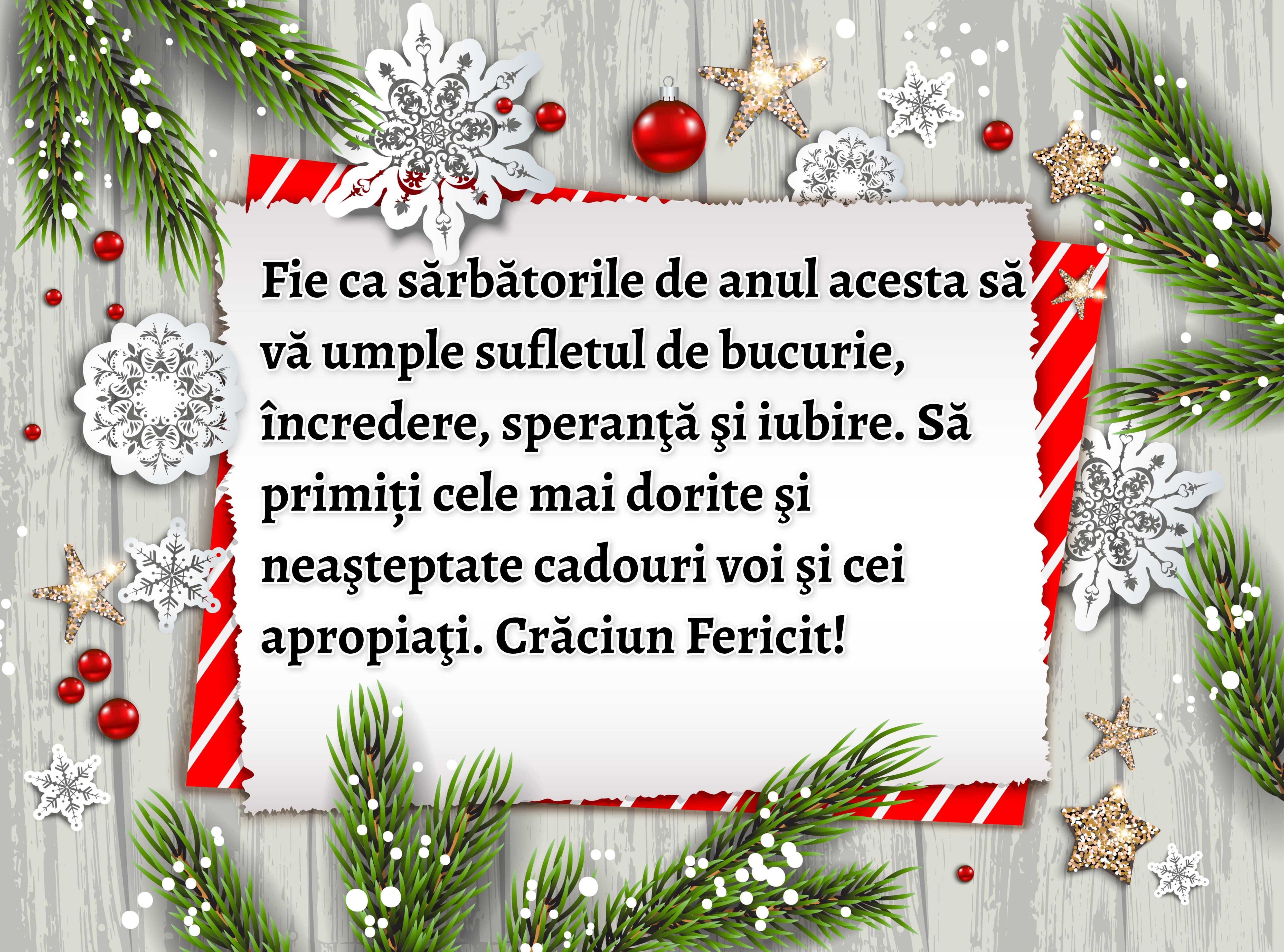 felicitare cu text la interior pentru sarbatorile de iarna