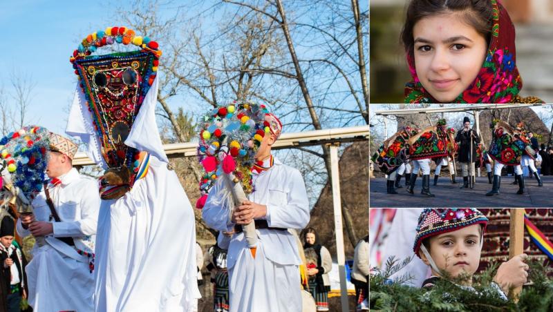 colaj de imagini cu traditii si obiceiuri din romania de revelion 2022 cu jocuri si masti