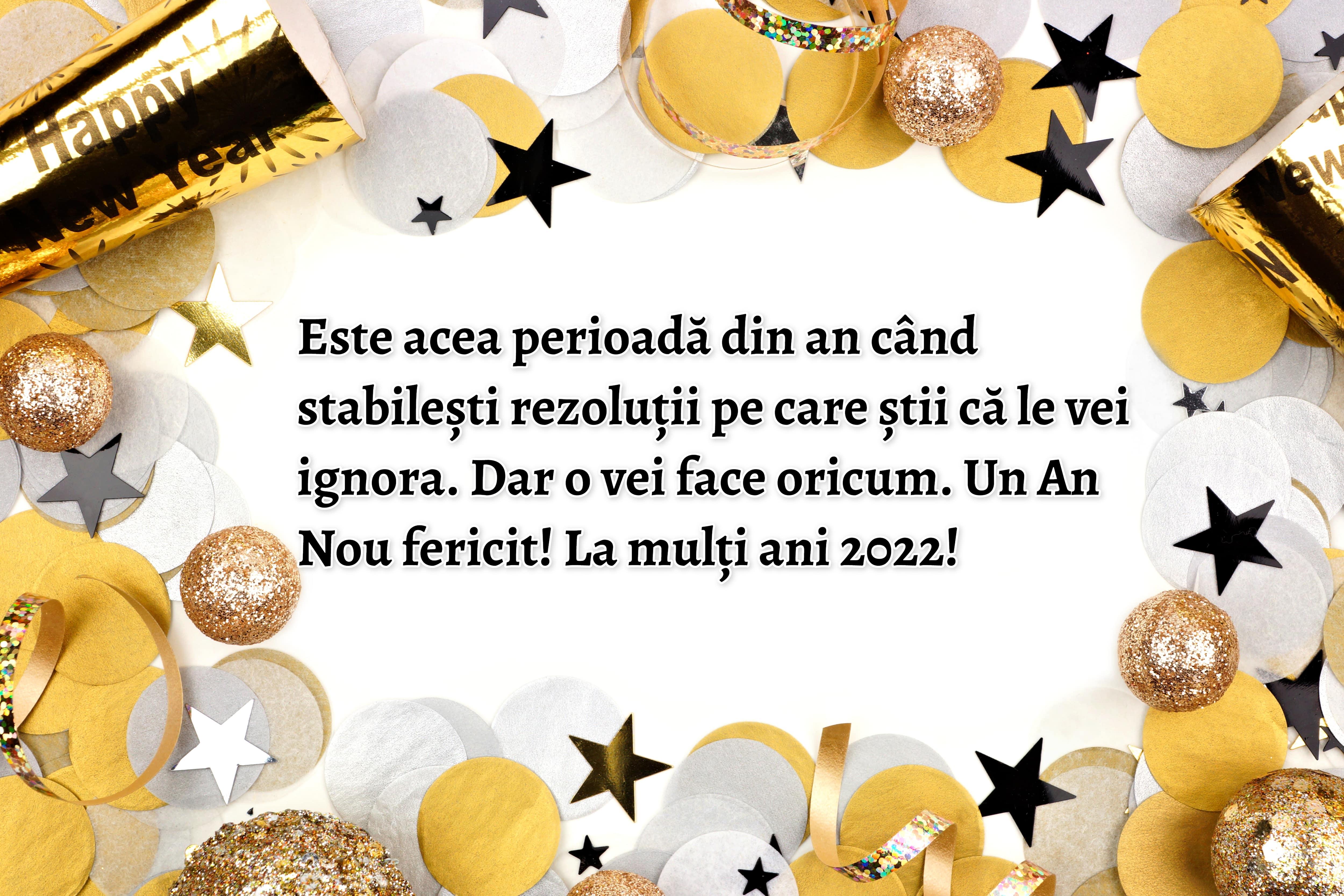 mesaj ilustrat pe o felicitare de revelion 2022 cu la multi ani de anul nou