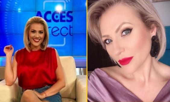Colaj foto cu Mirela Boureanu Vaida: în stânga apare stând pe scaun în platoul emisiunii „Acces Direct” și în dreapta apare într-un selfie de aproape