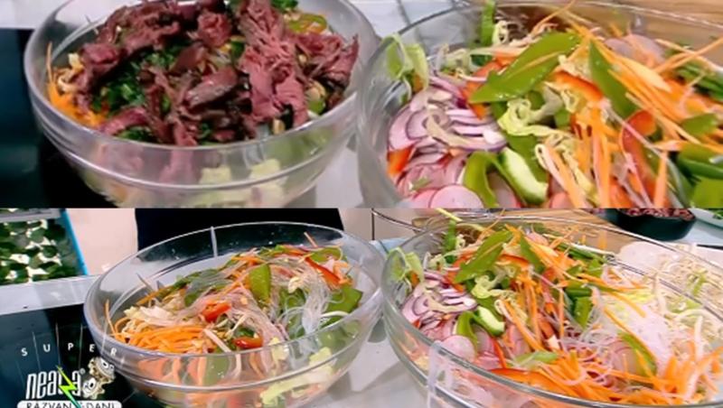 Boluri cu ingredientele necesare pentru salata din bucătăria asiatică, pregătite de Chef Nicolai Tand