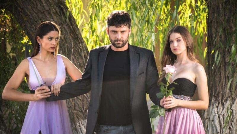 Alecsandru Dunaev, Mara Oprea și Oana Moșneagu, jucând în serialul „Adela” de pe Antena 1