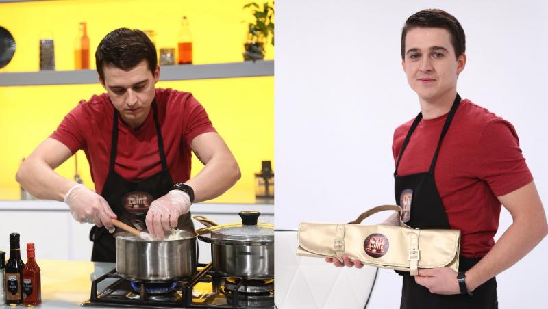 Paul Vasile și cuțitul de aur oferit de Chef Sorin Bontea