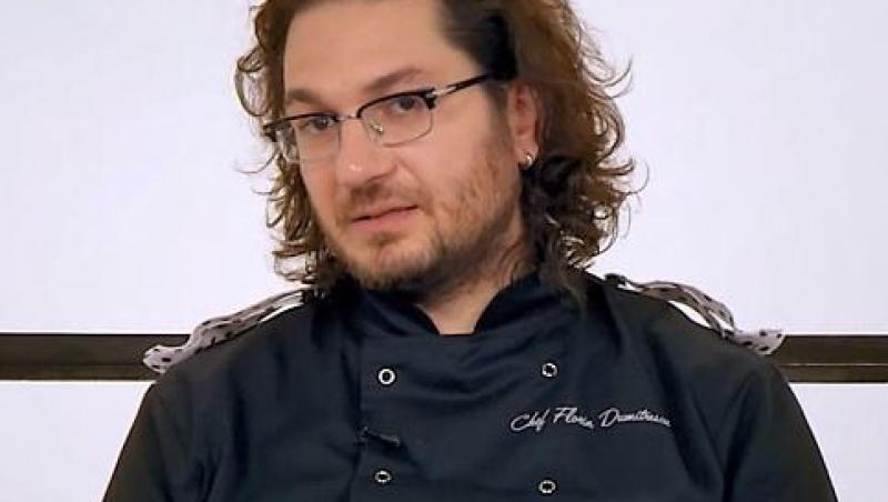 Chef Florin Dumitrescu, îmbrăcat în negru, la Chefi la cuțite