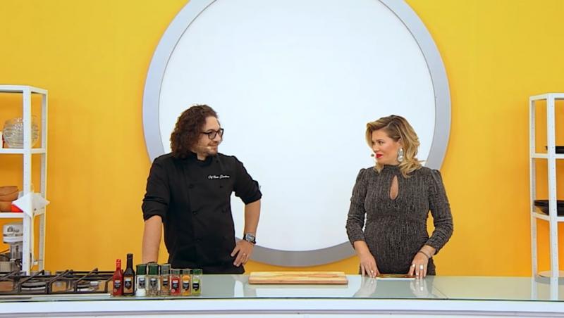 Florin Dumitrescu și Gina Pistol la Chefi la cuțite, sezonul 9, în bucătărie