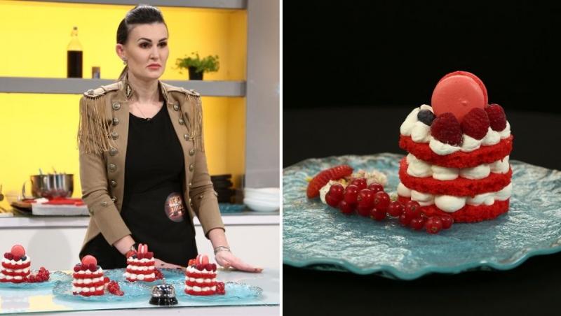 Elena Nechifor s-a făcut remarcată în ediția a 14-a a sezonului 9 de la Chefi la Cuțite cu o rețetă de red velvet cake
