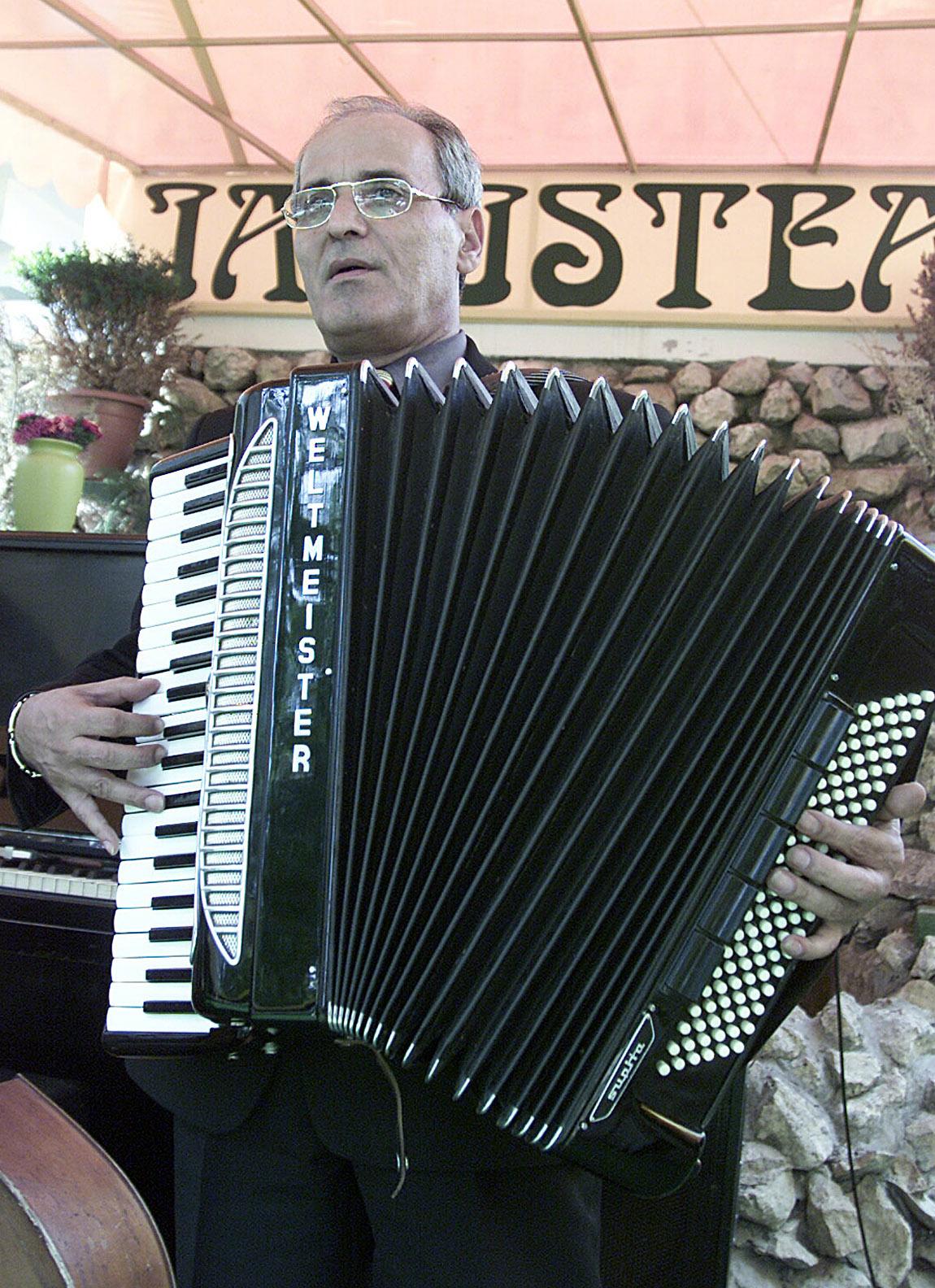 Nelu Ploieșteanu cântând la acordeon