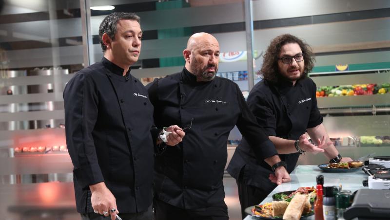 Sorin Bontea, florin dumitrescu si catalin scarlatescu în bucătăria emisiunii „Chefi la cuțite” sezonul 9