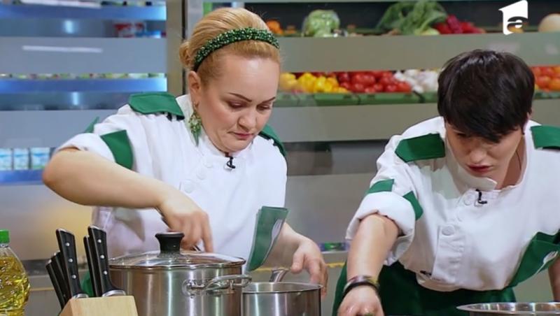 Victorina Matveev in bucataria emisiunii „Chefi la cuțite”, alaturi de cristina malai