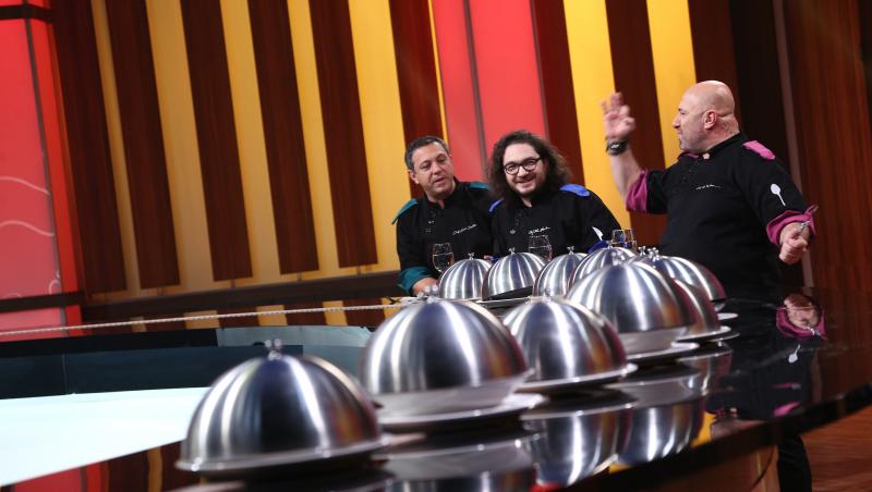 Sorin Bontea, Florin Dumitrescu și Cătălin Scărlătescu au degustat farfuriile dueliștilor din ediția 38 din sezonul 9 „Chefi la cuțite”
