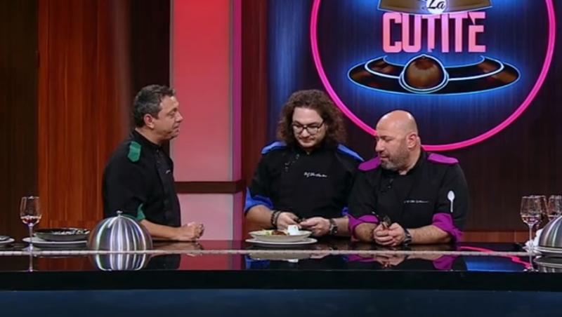 cei trei chefi în platoul emisiunii „Chefi la cuțite” sezonul 9,a la degustare