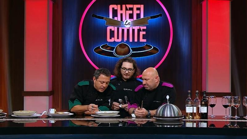 Sorin Bontea, Florin Dumitrescu și Cătălin Scărlătescu au degustat farfuriile din ultima probă a semifinalei „Chefi la cuțite” 2021