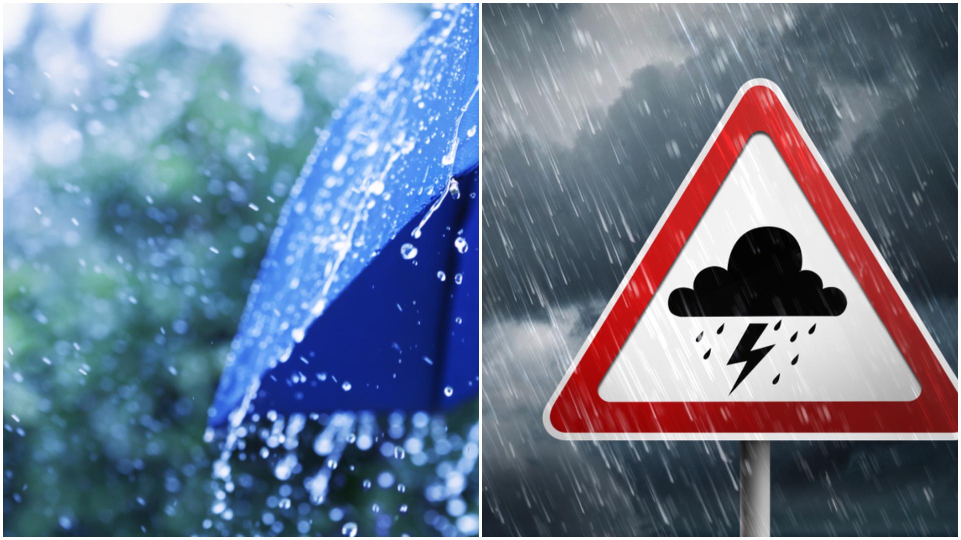 Ploi torențiale și vijelii &icirc;n aproape toată țara. Ce județe sunt vizate de cod portocaliu și ce zone sunt sub cod galben