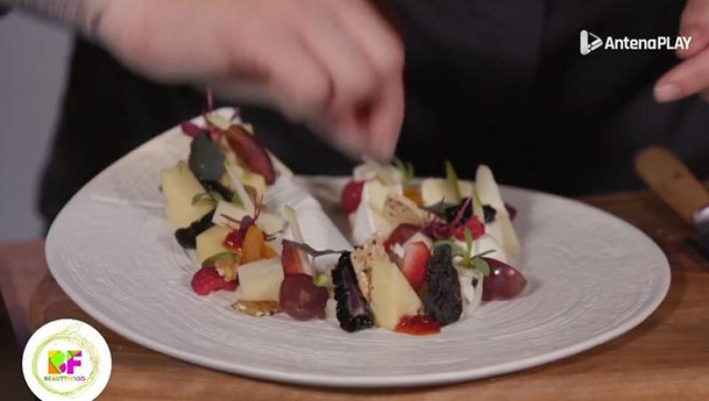 Plating cu brânzeturi și fructe realizat în emisiunea BeautiFood de Chef Roxana Blenche