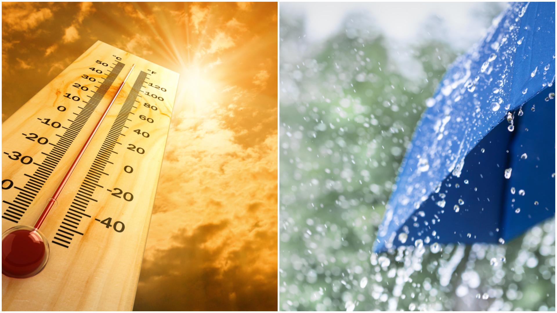 Alertă meteo! Cod galben de caniculă și cod portocaliu de ploi torențiale. Ce zone sunt vizate de vremea rea