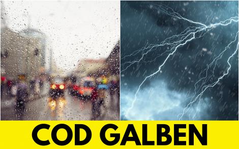 Alertă ANM! Meteorologii au emis un nou Cod Galben de vreme rea. Zonele afectate de ploi torențiale, fulgere, vijelii și grindină