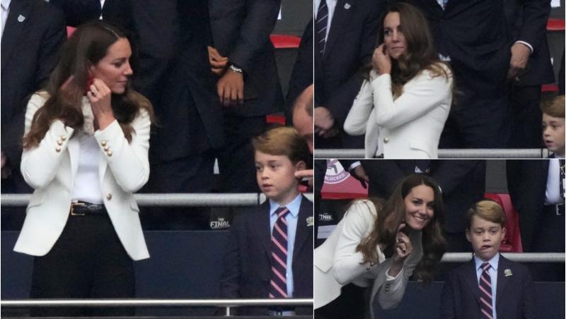 Kate Middleton și fiul său pe stadion în timpul meciului dintre Anglia și Italia, la EURO 2020