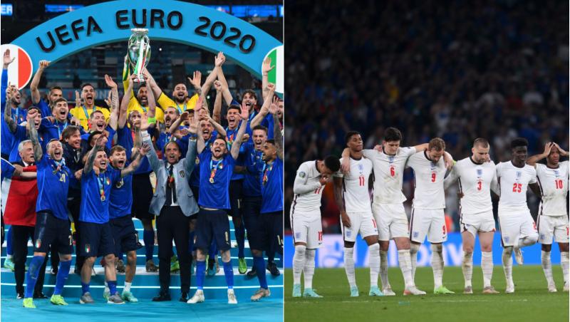 Echipa Italiei și echipa Angliei la EURO 2020