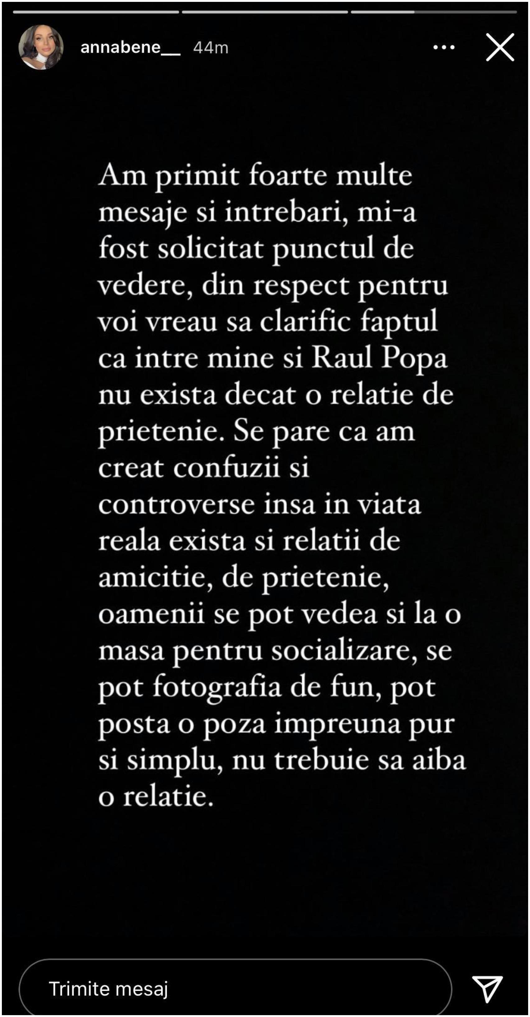 Mesajul Anei Bene imediat după ce a apărut alături de bărbatul misterios