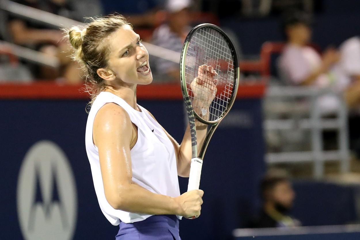 Simona Halep, enervată pe terenul de tenis