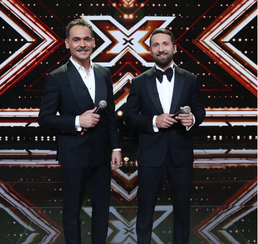 Răzvan Simion și Dani Oțil pe platoul de filmare de la X Factor