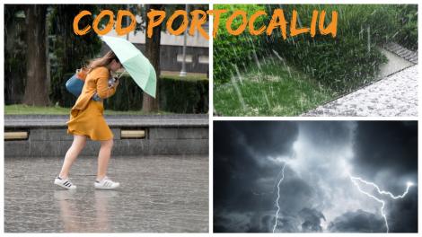 Alertă meteo! Cod portocaliu de ploi torențiale, grindină și vijelii. Care vor fi cele mai afectate zone