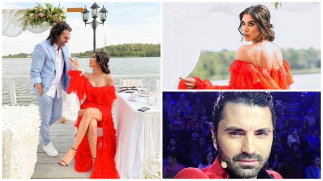 Colaj de fotografii cu Pepe și fosta soție Raluca Pașcu, îmbrăcată într-o rochie roșie