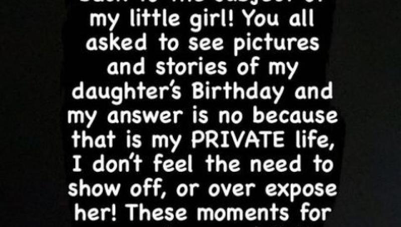 Unul dintre mesajele pe care Antonia le-a publicat în mediul online cu privire la ziua de naștere a fiicei sale