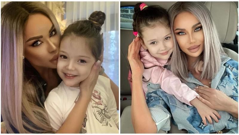 Bianca Drăgușanu și fiica ei în două ipostaze diferite