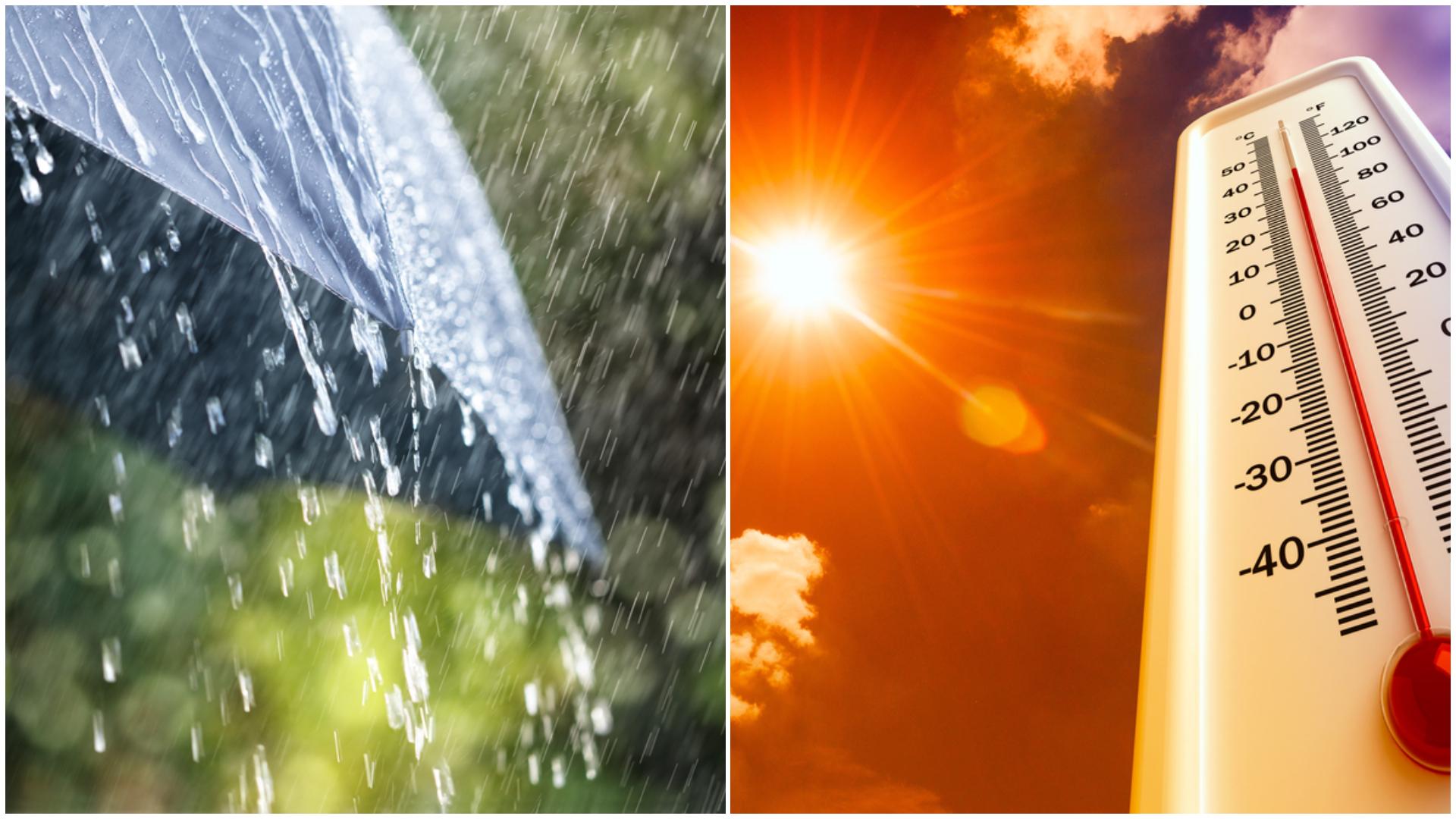 Cod galben de caniculă și furtuni. &Icirc;n ce zone va fi cel mai cald și unde va ploua torențial