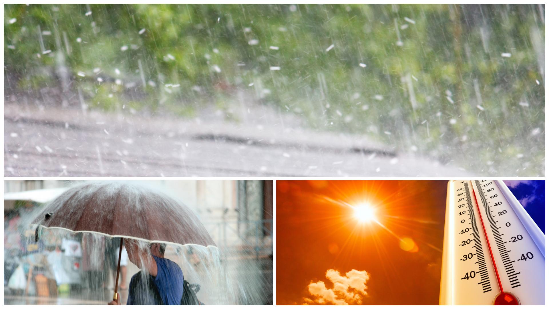 Cod portocaliu de caniculă și vijelii! &Icirc;n ce zone sunt așteptate ploi torențiale și grindină